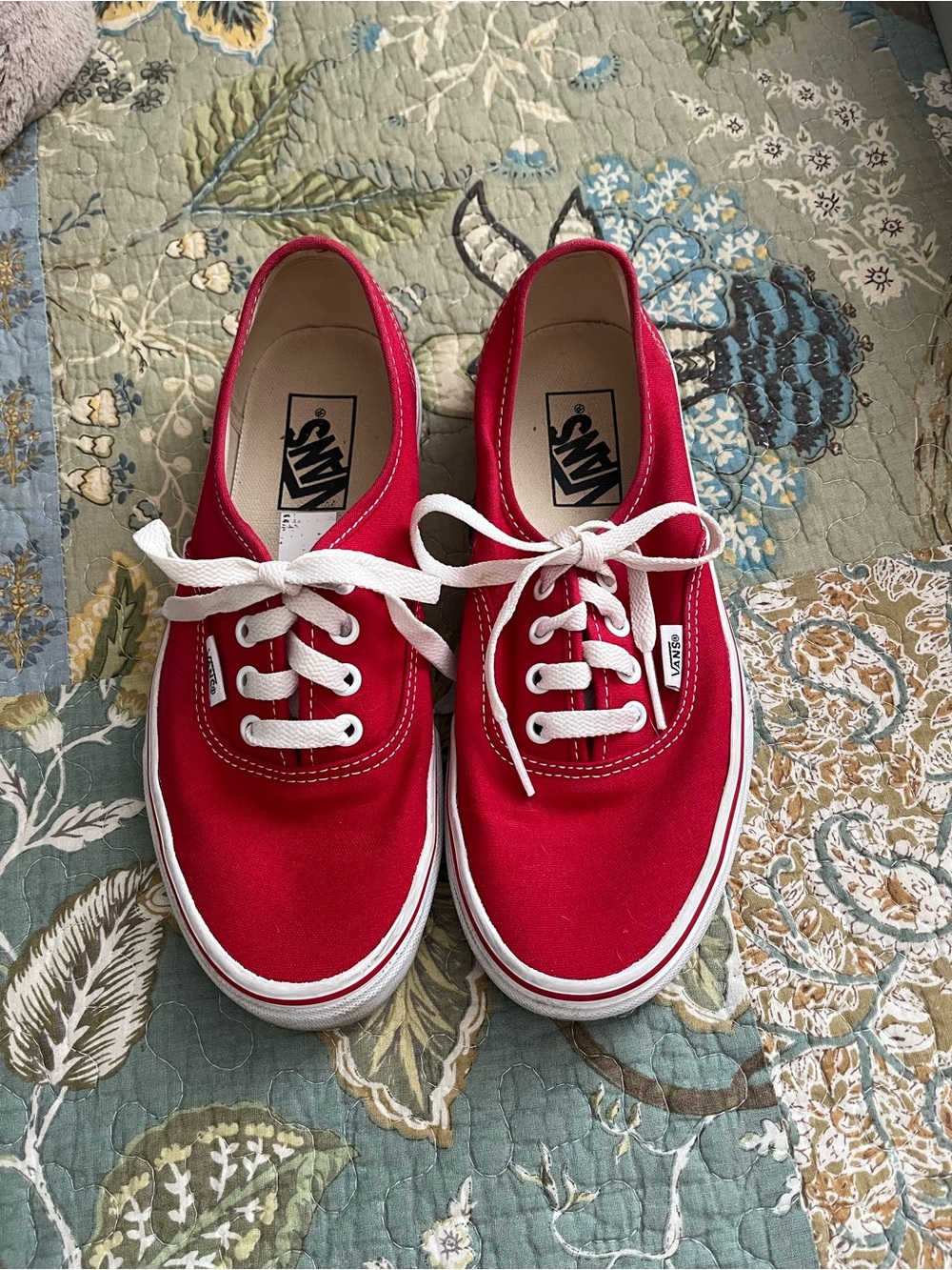 Vans Red Canvas Low-Top Lace-Up Sneakers